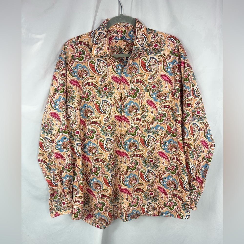 Alan Flusser orange paisley print button down size L